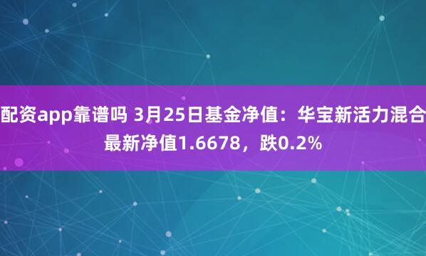 配资app靠谱吗 3月25日基金净值：华宝新活力混合最新净值1.6678，跌0.2%