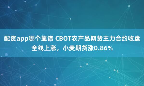 配资app哪个靠谱 CBOT农产品期货主力合约收盘全线上涨，小麦期货涨0.86%