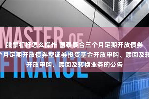 股票杠杆怎么操作 国泰泰合三个月定期开放债券: 国泰泰合三个月定期开放债券型证券投资基金开放申购、赎回及转换业务的公告