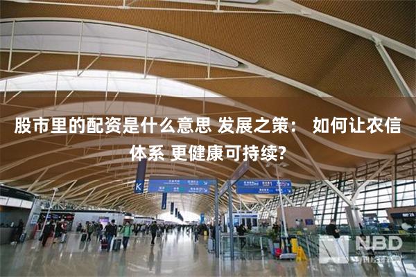 股市里的配资是什么意思 发展之策： 如何让农信体系 更健康可持续?