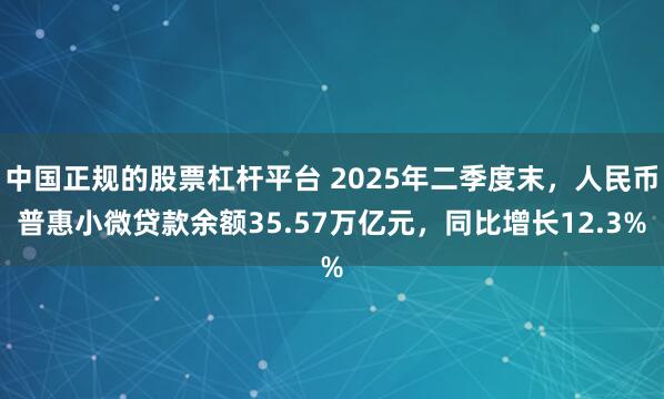 中国正规的股票杠杆平台 2025年二季度末，人民币普惠小微贷款余额35.57万亿元，同比增长12.3%