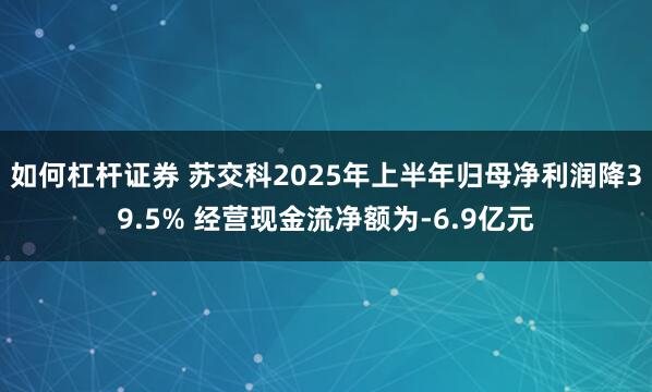 如何杠杆证券 苏交科2025年上半年归母净利润降39.5% 经营现金流净额为-6.9亿元